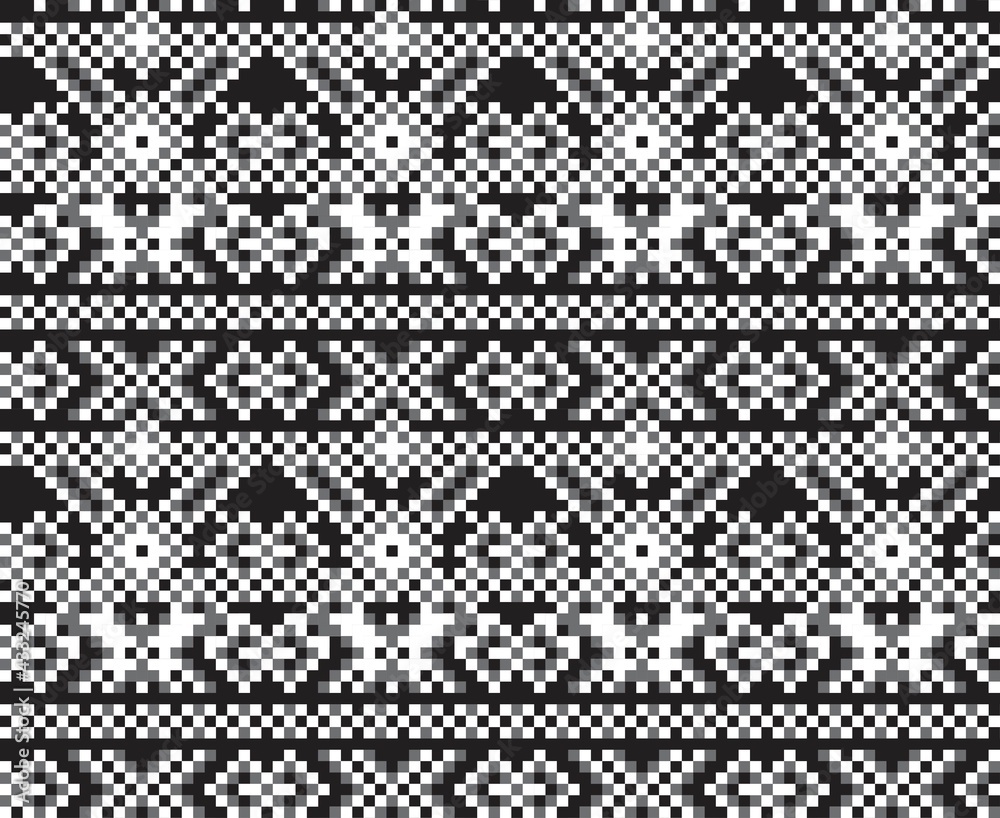 Black and White Christmas Fair Isle Seamless Pattern Background Black and White Christmas Fair Isle Seamless Pattern Background