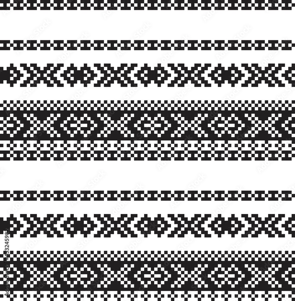 Black and White Christmas Fair Isle Seamless Pattern Background