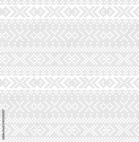 Black and White Christmas Fair Isle Seamless Pattern Background