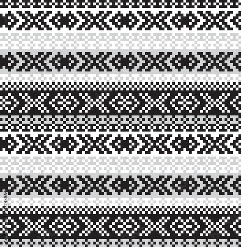 Black and White Christmas Fair Isle Seamless Pattern Background