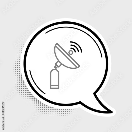 Line Radar icon isolated on grey background. Search system. Satellite sign. Colorful outline concept. Vector