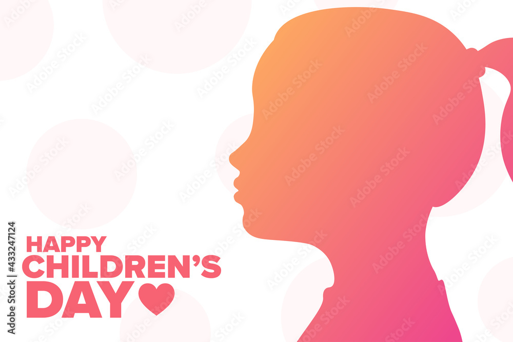 Happy Children’s Day. Holiday concept. Template for background, banner, card, poster with text inscription. Vector EPS10 illustration.