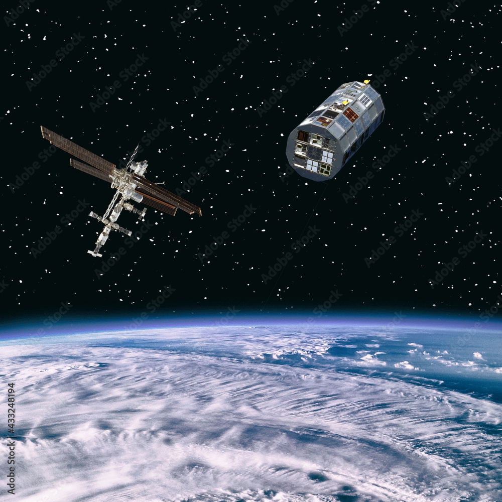 Fototapeta premium Spaceships in space. Science theme. The elements of this image furnished by NASA.