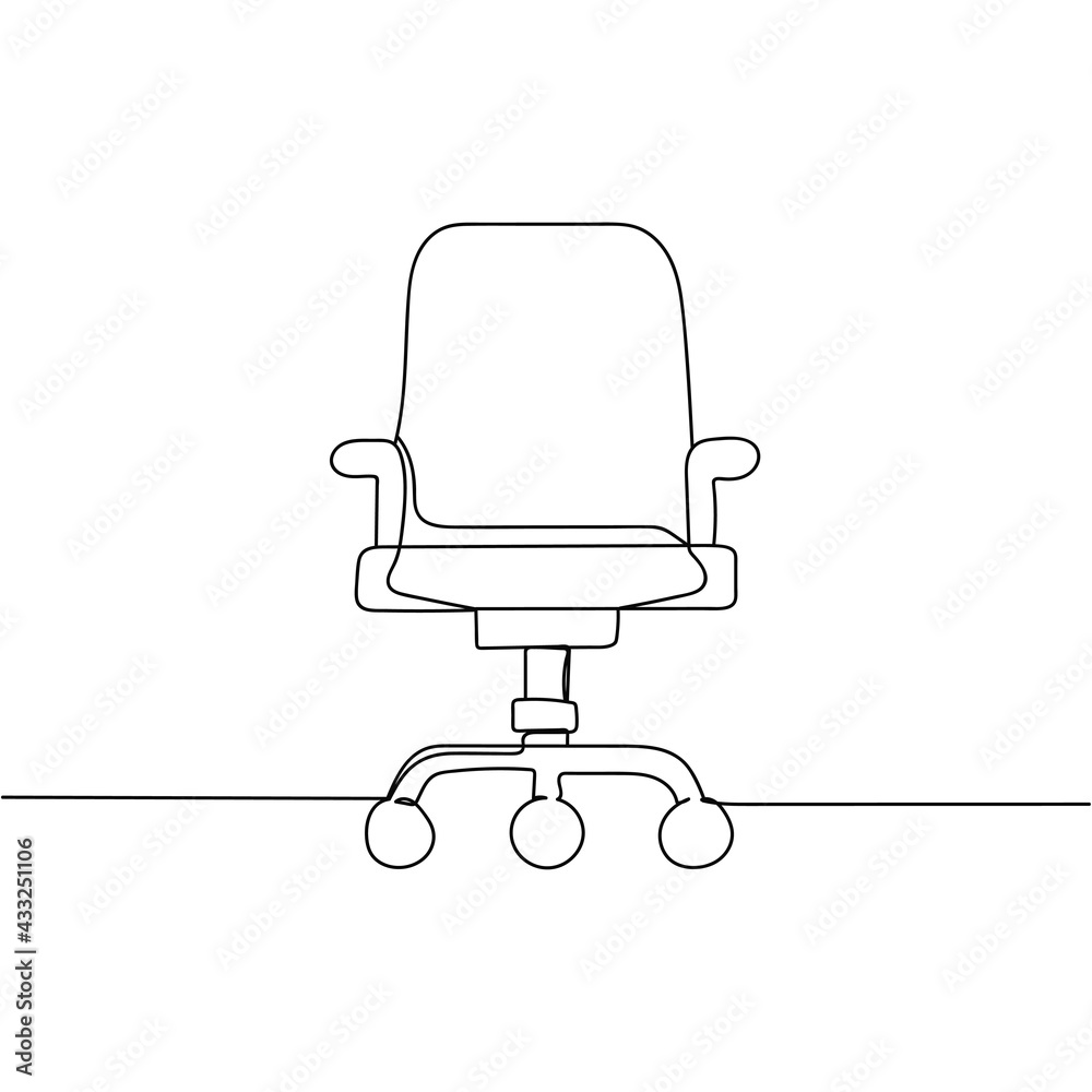 Continuous one line of desk chair in silhouette. Linear stylized. Minimal style Continuous one line of desk chair in silhouette. Linear stylized. Minimal style