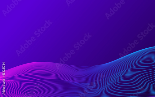 Blue and purple dynamic wavy background. Vector template for design