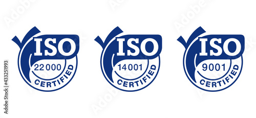 ISO certified badges set with big check mark
