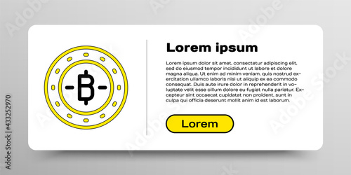 Line Cryptocurrency coin Bitcoin icon isolated on white background. Physical bit coin. Blockchain based secure crypto currency. Colorful outline concept. Vector