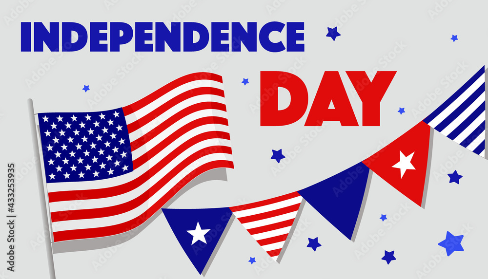 Vector banner for the US Independence Day. US flag, salute, stars Vector banner for the US Independence Day. US flag, salute, stars