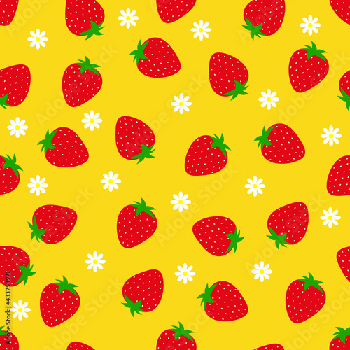 Seamless pattern with strawberries . Vector illustration.	