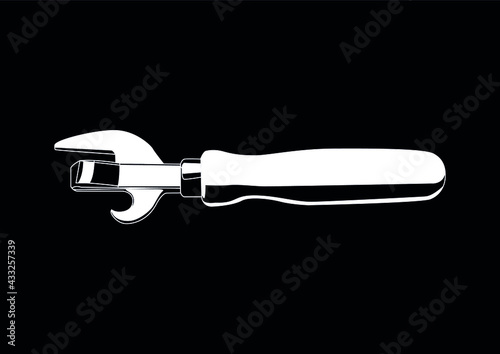 can opener white on black background