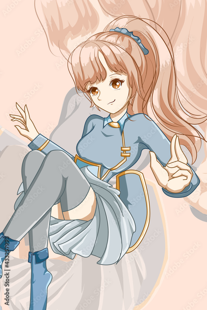 Cool and beautiful girl with brown hair design character cartoon illustration Cool and beautiful girl with brown hair design character cartoon illustration