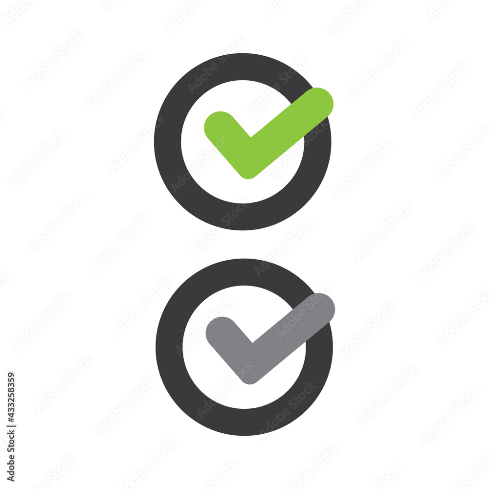 Modern green and gray check mark icons. Modern green and gray check mark icons.