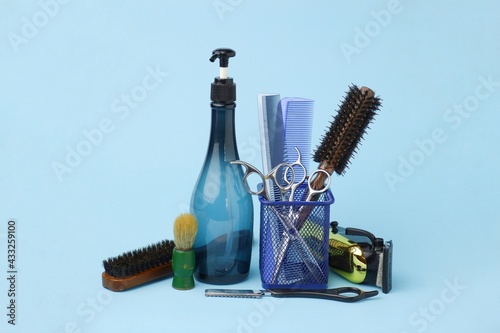 Beauty salon and barber shop professional equipment technician on white background