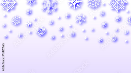 Abstract Background Winter Snowflakes witgh Shadows Vector Design Style Template