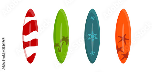 Surfboard set
Summer sports, beach holidays. Vector. Cartoon style.