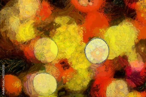 Bokeh images have yellow  pink  red  and other colors that are colorful Illustrations creates an impressionist style of painting.