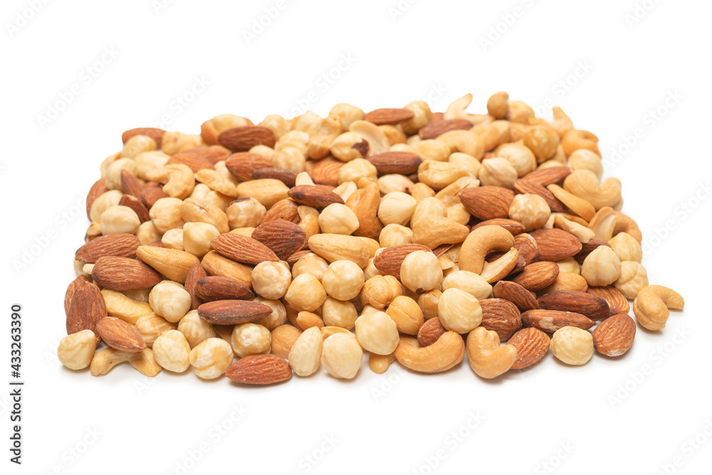 Mix of nuts isolated on white background. Top view. Mix of nuts isolated on white background. Top view.