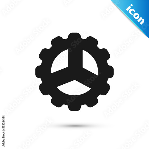 Grey Bicycle sprocket crank icon isolated on white background. Vector