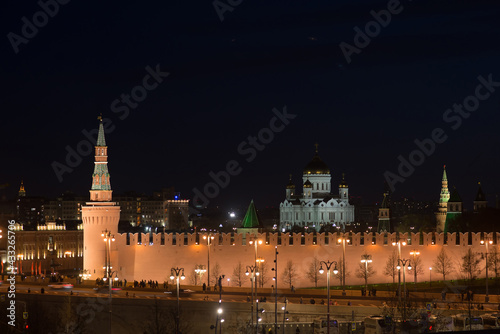 Kremlin and cathedral of christ the saviour at night