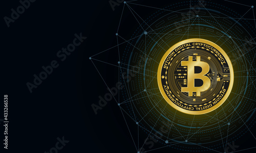 Golden bitcoin digital currency isolate , futuristic digital money	
