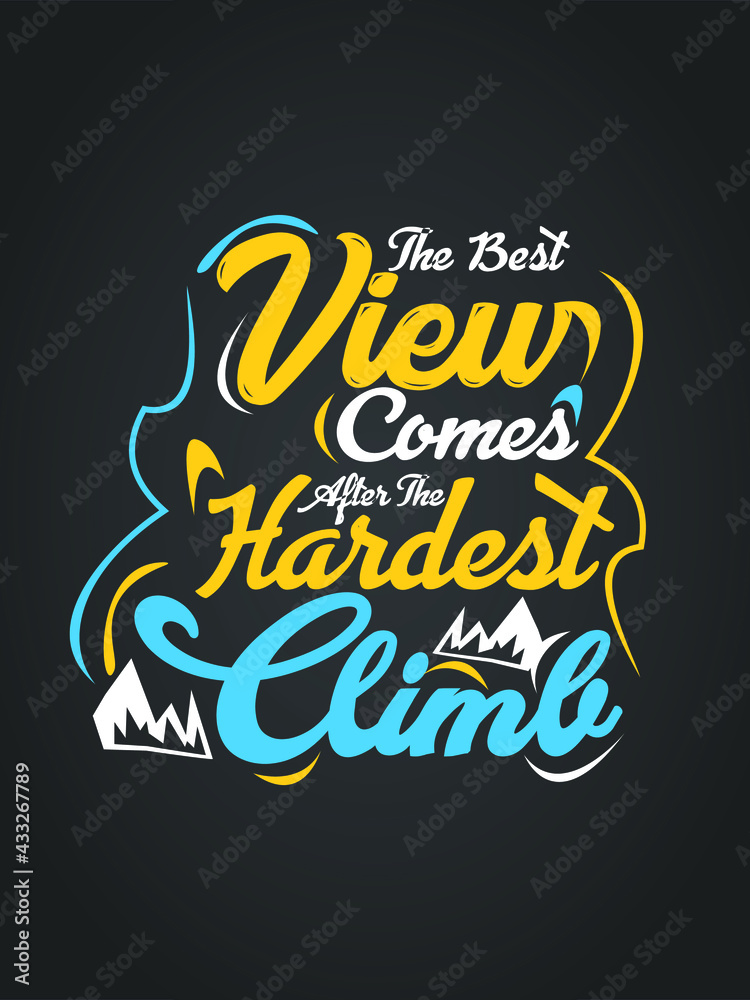 Inspirational motivation quote The best view comes after the hardest climb