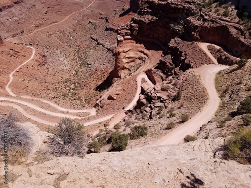 Road in canyon valley, Shafer Trail Canyonlands National Park Utah photo