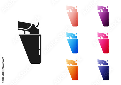 Black Revolver gun in holster icon isolated on white background. Set icons colorful. Vector