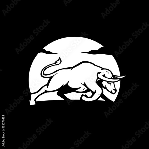black and white version of a bull design illustration