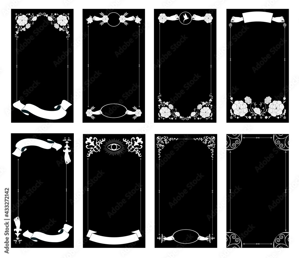 Ornamental retro style frames, banners for text and blank space for tarot cards, invitations, weddings, celebrations. - obrazy, fototapety, plakaty 
