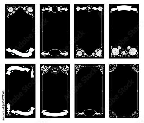 Canvas Print Ornamental retro style frames, banners for text and blank space for tarot cards, invitations, weddings, celebrations
