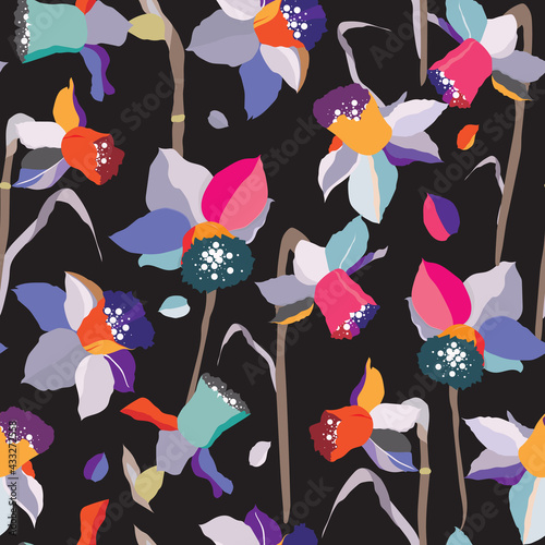 Colorful daffodils stylized...