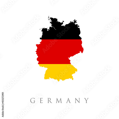 germany flag map. Map of Germany. Vector design isolated on white background. National Deutsch flag (black, red, gold colors). White background.