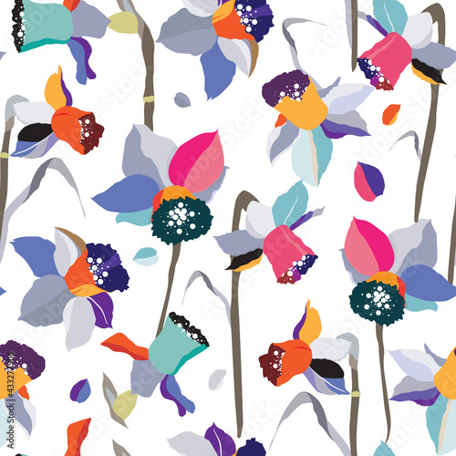 Colorful daffodils stylized...