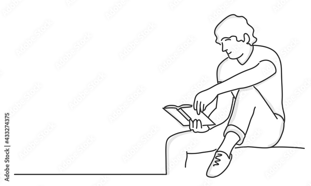Guy sitting and reading book. Guy sitting and reading book.