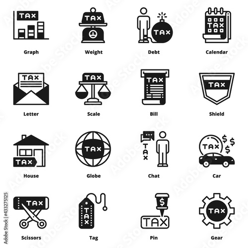 tax icon silhouette vector set