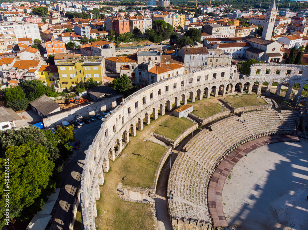 Fototapeta premium Ancient Roman amphitheater from a bird's eye view
