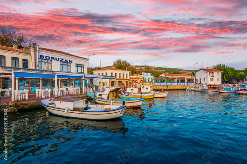 Bozcaada marina view. Bozcaada is populer tourist attraction in Aegean Sea. photo