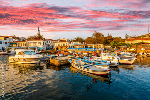Bozcaada marina view. Bozcaada is populer tourist attraction in Aegean Sea.