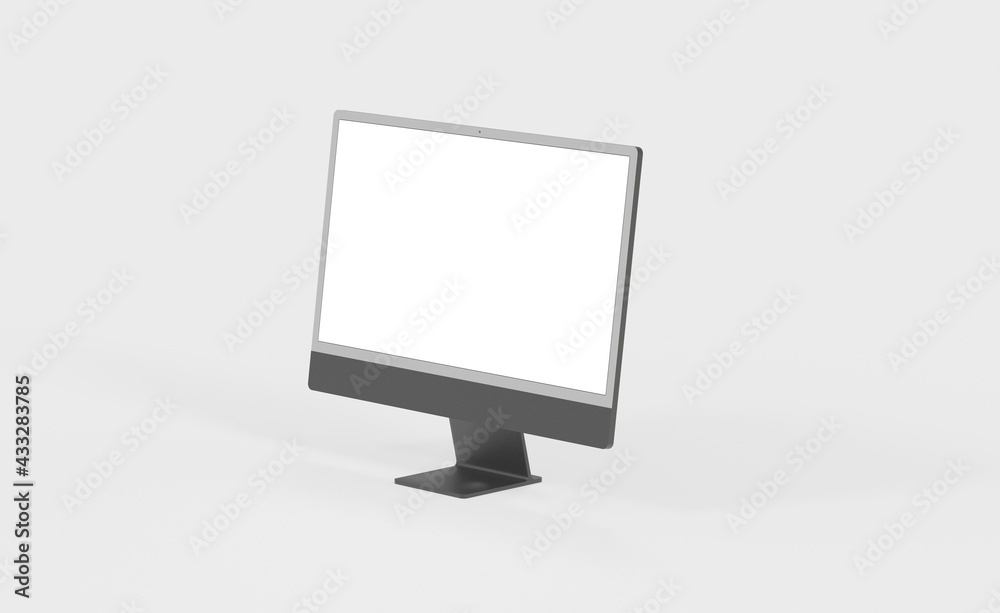 Computer display mock up with blank white screen. Stylish desktop computer mockup. new in 3d Computer display mock up with blank white screen. Stylish desktop computer mockup. new in 3d