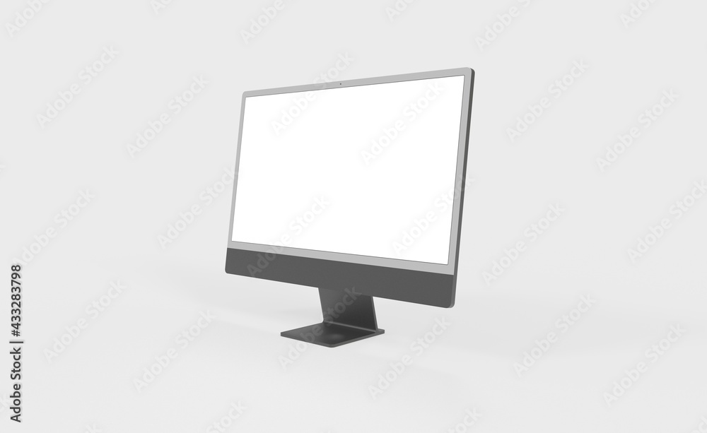 Computer display mock up with blank white screen. Stylish desktop computer mockup. new in 3d Computer display mock up with blank white screen. Stylish desktop computer mockup. new in 3d