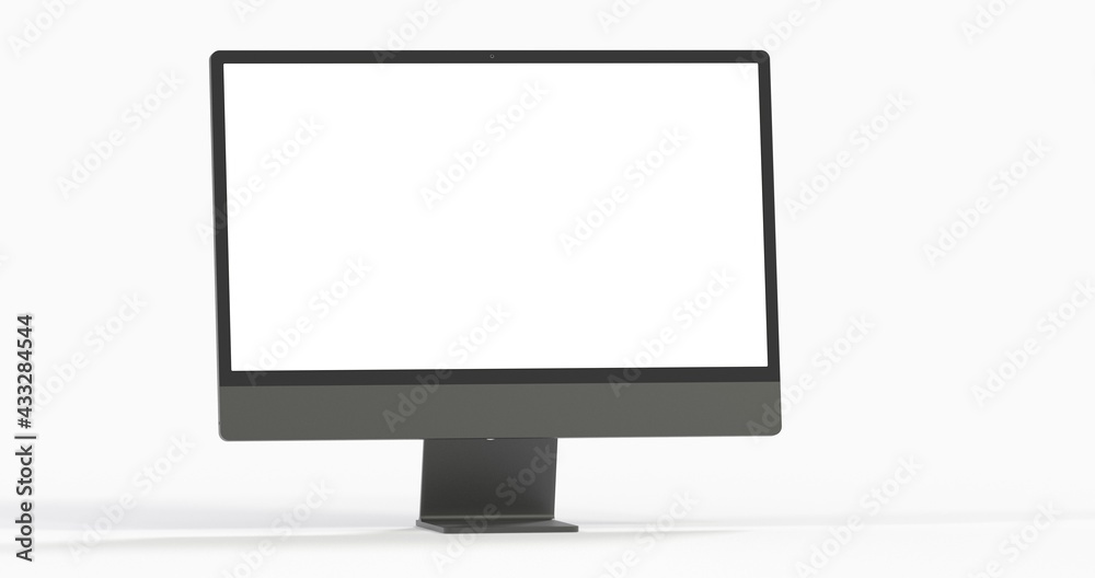 Computer display with blank white screen 3d Computer display with blank white screen 3d