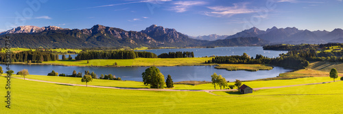 panoramic landscape with alps mountain range at springtime