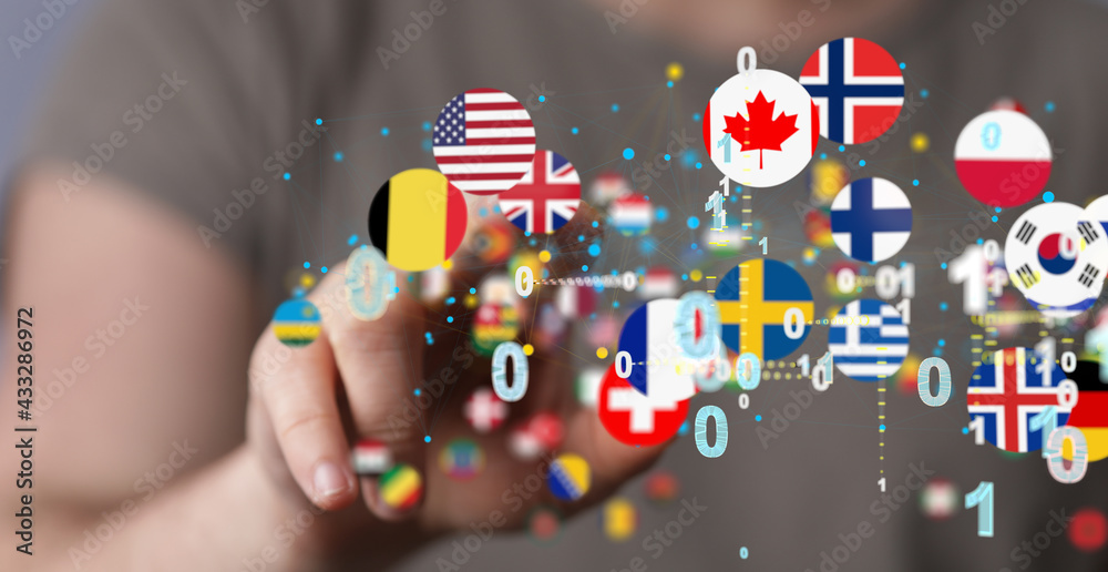 Obraz premium World map with all states and their flags