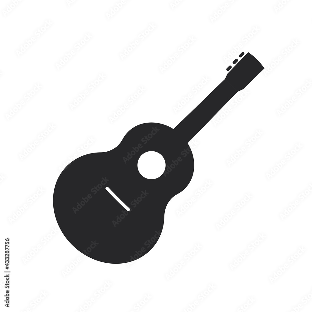 Black filled acoustic guitar. Musical strings instrument web icon Black filled acoustic guitar. Musical strings instrument web icon