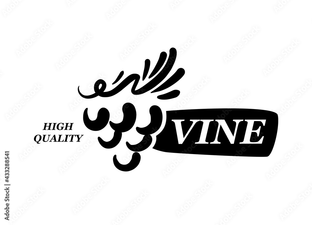 Vector logo drawn by hand. Bunch of grapes for making wine Vector logo drawn by hand. Bunch of grapes for making wine