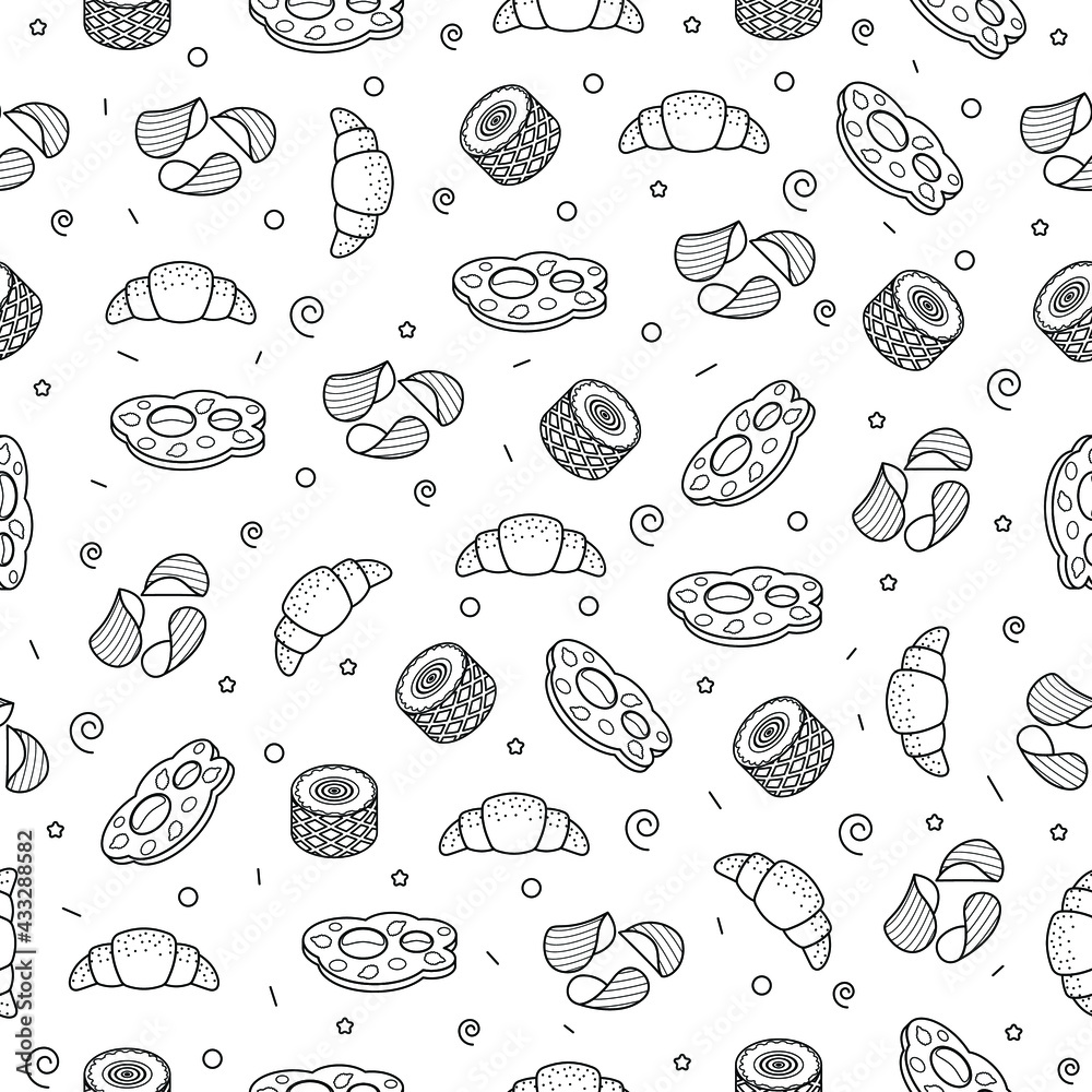 Abstract Doodle Seamless Pattern Hand Drawn Fast Food Elements Vector Design Style Background Illustration Icons Abstract Doodle Seamless Pattern Hand Drawn Fast Food Elements Vector Design Style Background Illustration Icons