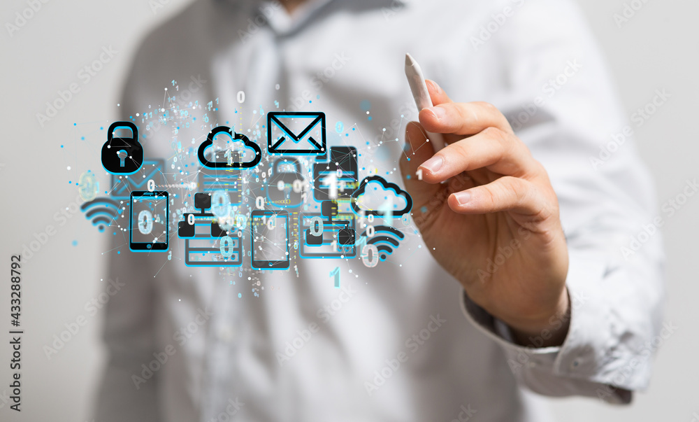 Cloud computing concept.Abstract cloud connection technology background.