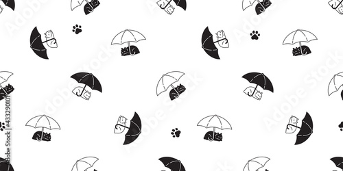 cat seamless pattern kitten umbrella paw calico vector pet cartoon scarf isolated animal repeat background tile wallpaper illustration doodle design