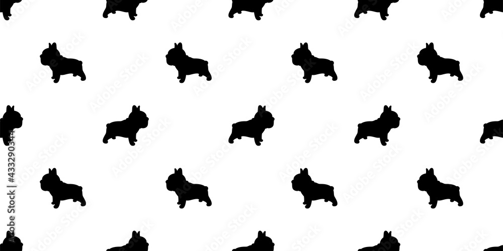 dog seamless pattern french bulldog vector footprint paw cartoon repeat wallpaper tile background scarf isolated illustration doodle silhouette design