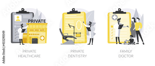 Healthcare insurance abstract concept vector illustrations.